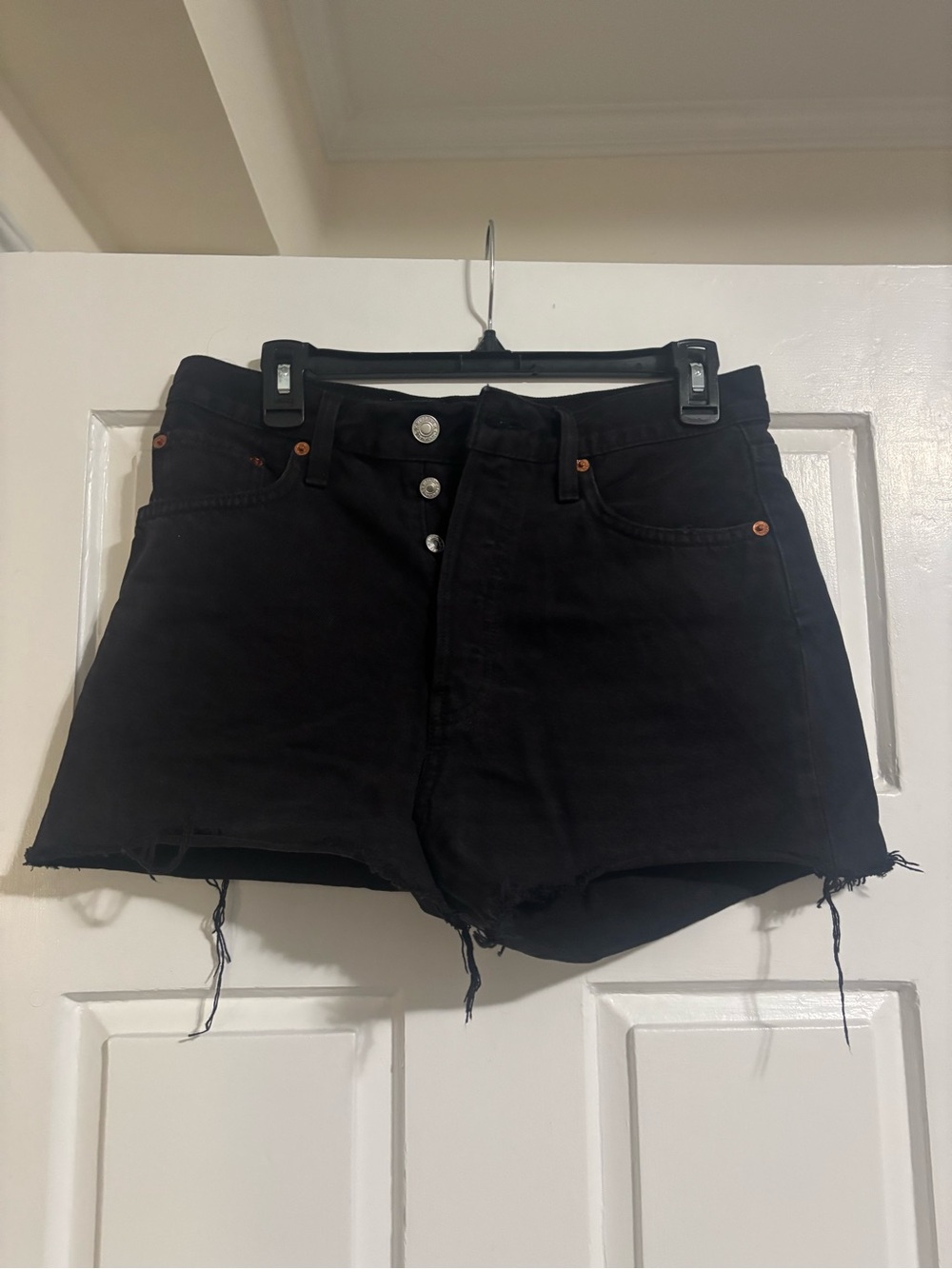 High-Rise Black Denim Cutoff Shorts - redone